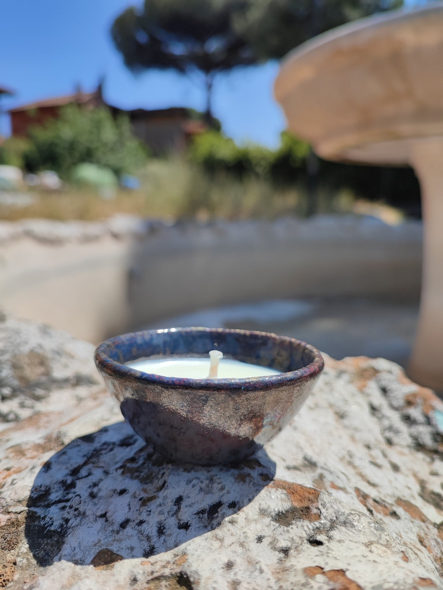 COLLEZIONE TERRALAGO - CANDELE AROMATERAPICHE IN CIOTOLINE PICCOLE DI CERAMICA RAKU