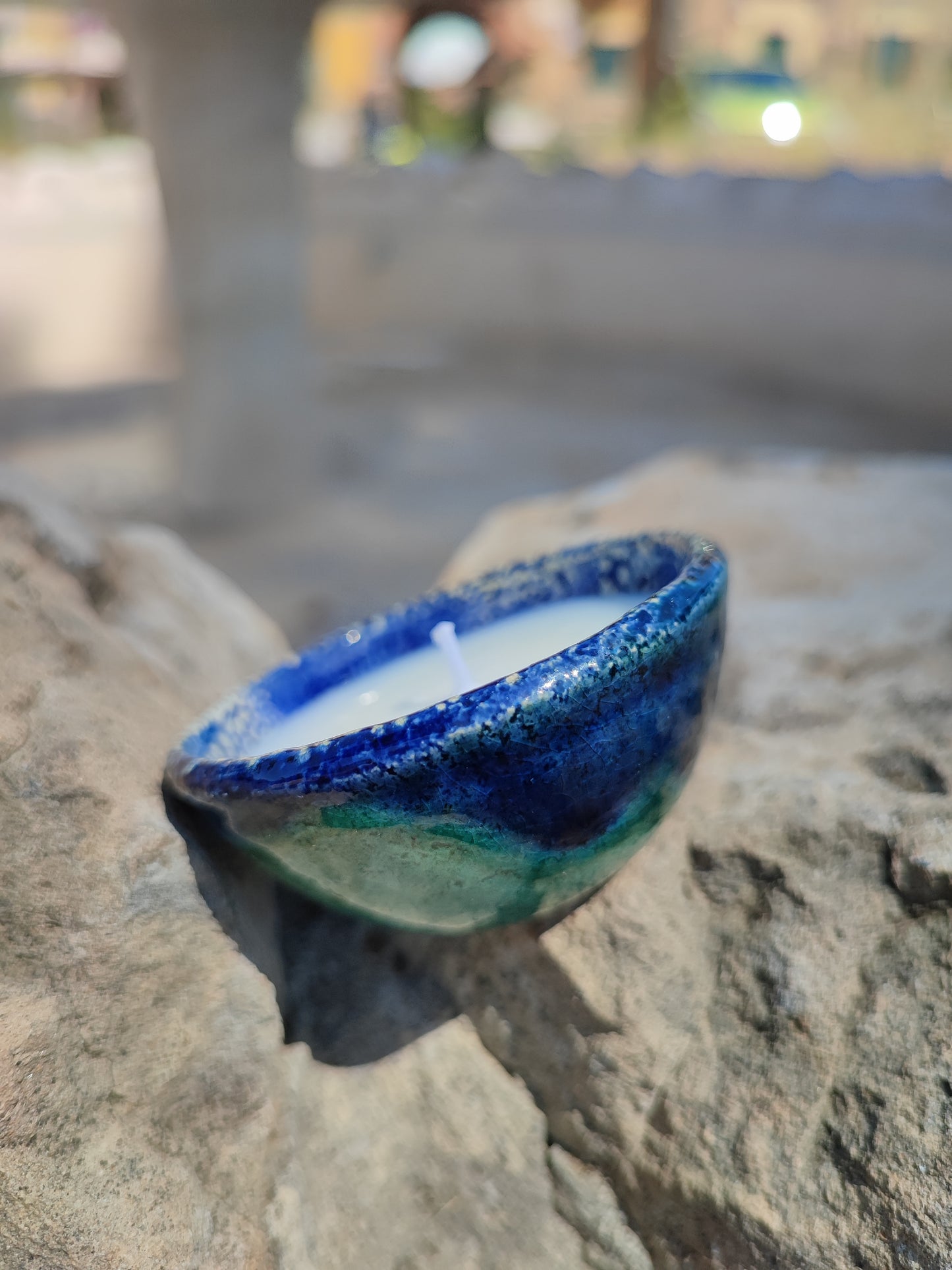 COLLEZIONE TERRALAGO - CANDELE AROMATERAPICHE IN CIOTOLINE PICCOLE DI CERAMICA RAKU