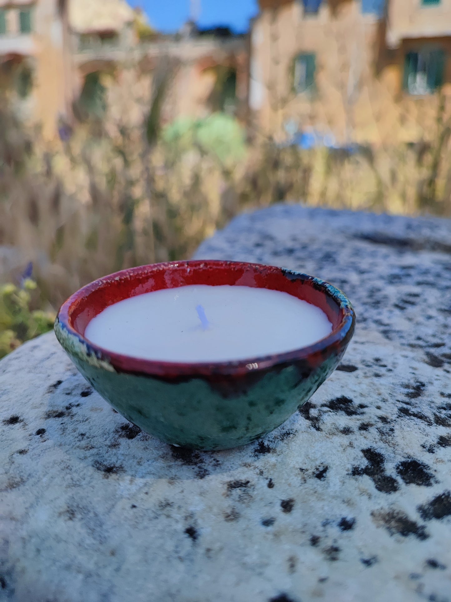 COLLEZIONE TERRALAGO - CANDELE AROMATERAPICHE IN CIOTOLINE PICCOLE DI CERAMICA RAKU