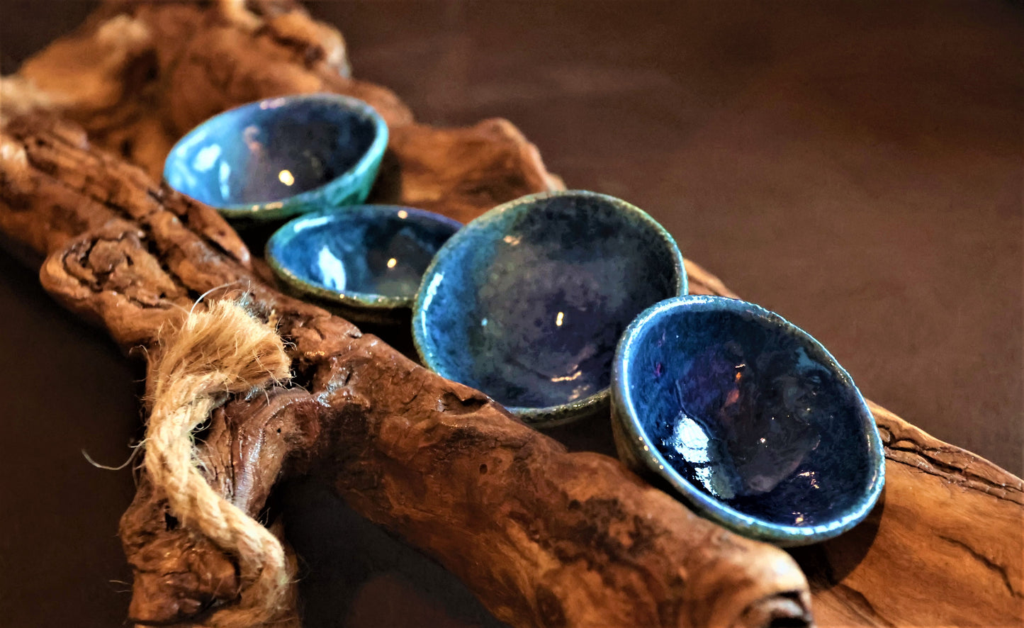 COLLEZIONE TERRALAGO - CANDELE AROMATERAPICHE IN CIOTOLINE PICCOLE DI CERAMICA RAKU