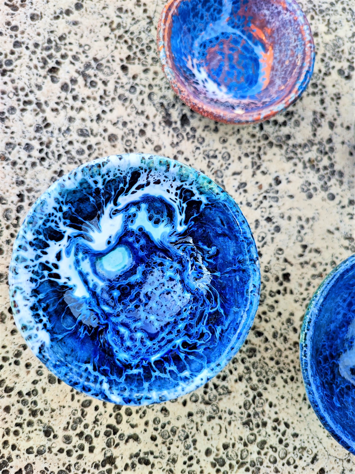 COLLEZIONE TERRALAGO - CANDELE AROMATERAPICHE IN CIOTOLINE PICCOLE DI CERAMICA RAKU